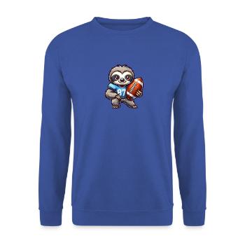 Niedliches Faultier Als Quarterback Team Sport - Unisex Pullover - Royalblau - Vorne - Alina (178cm) & Michal (187cm)