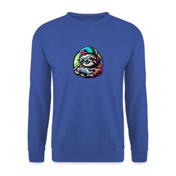 Lustiges Zocker Faultier Gaming Nerd Design - Unisex Pullover - Royalblau - Vorne - Alina (178cm) & Michal (187cm)