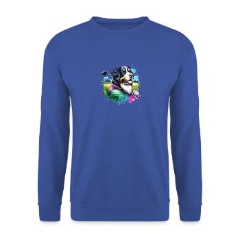 Bernhardiner Lustiges Golf Design Für Golfer - Unisex Pullover - Royalblau - Vorne - Alina (178cm) & Michal (187cm)