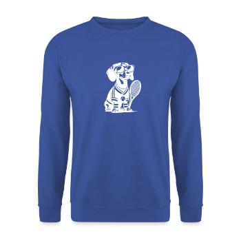 Teckel Silhoutte Joueur de tennis - Sweat-shirt Unisexe - bleu royal - Devant - Alina (178cm) & Michal (187cm)