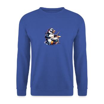Penguin Drummer Rock Music Animal Funny - Unisex Sweatshirt - royal blue - Front - Alina (178cm) & Michal (187cm)