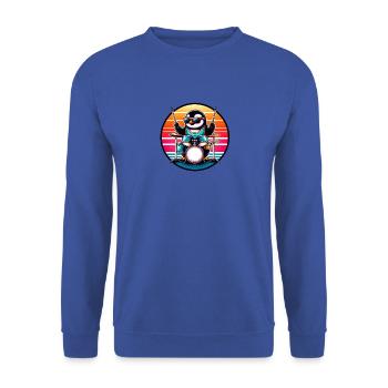 Funny penguin plays drums and rock music - Unisex Sweatshirt - royal blue - Front - Alina (178cm) & Michal (187cm)
