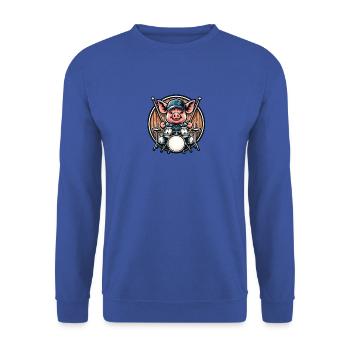 Schwein Drummer Band Percussion Musik Cool - Unisex Pullover - Royalblau - Vorne - Alina (178cm) & Michal (187cm)