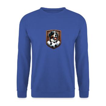 Bernersennenhund Fußballspieler Ball Champion - Unisex Pullover - Royalblau - Vorne - Alina (178cm) & Michal (187cm)