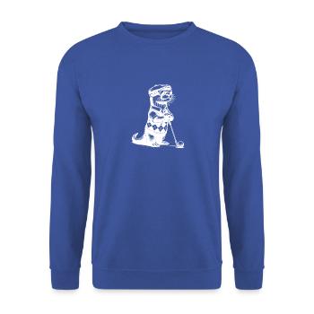 Lustiger Otter Golfer Golf Golfen - Unisex Pullover - Royalblau - Vorne - Alina (178cm) & Michal (187cm)