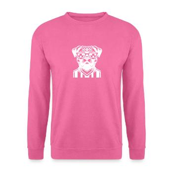 Weißer Mops Silhouette Hund Fußball Champion - Unisex Pullover - Pink - Vorne