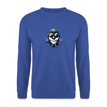 Pinguin Vogel Fußballspieler Champion Fan - Unisex Pullover - Royalblau - Vorne - Alina (178cm) & Michal (187cm)