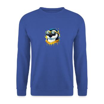 Pinguin Vogel Fußball Spieler Ball Champion Fan - Unisex Pullover - Royalblau - Vorne - Alina (178cm) & Michal (187cm)