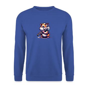 Funny Hamster With Flute Illustration - Unisex Sweatshirt - royal blue - Front - Alina (178cm) & Michal (187cm)