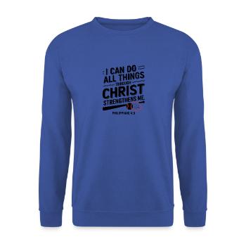 Baseball and Faith: Everything Is Possible Through - Unisex Sweatshirt - royal blue - Front - Alina (178cm) & Michal (187cm)