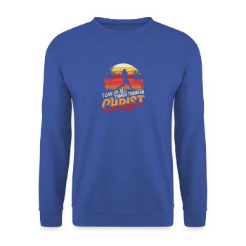 Ich Kann Alles Durch Christus Baseball Christlich - Unisex Pullover - Royalblau - Vorne - Alina (178cm) & Michal (187cm)