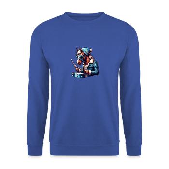 Global - Noir sans Japon Modèle - Sweat-shirt Unisexe - bleu royal - Devant - Alina (178cm) & Michal (187cm)