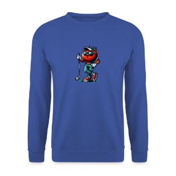 Drôle de tomate de golf avec des lunettes de soleil cool et - Sweat-shirt Unisexe - bleu royal - Devant - Alina (178cm) & Michal (187cm)