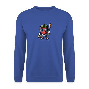 Coole Erdbeer-Baseballfigur mit Sonnenbrille - Unisex Pullover - Royalblau - Vorne - Alina (178cm) & Michal (187cm)