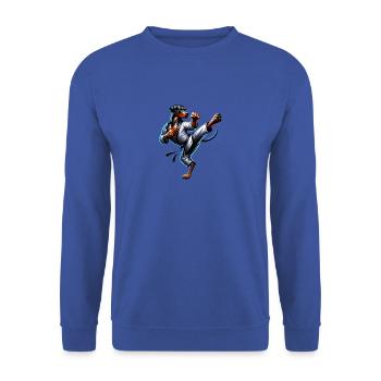 Karate Rodesian Ridgeback Hundekunst - Unisex Pullover - Royalblau - Vorne - Alina (178cm) & Michal (187cm)