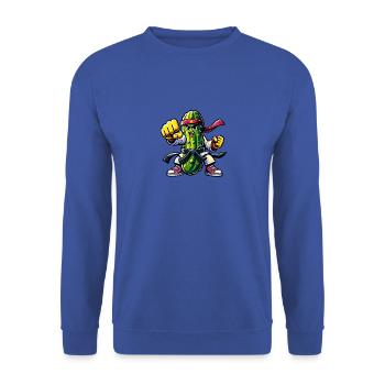 Karate Cucumber Fighter Bold Adventure - Unisex Sweatshirt - royal blue - Front - Alina (178cm) & Michal (187cm)