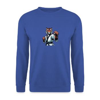 Karaté Tiger en mode Combat - Sweat-shirt Unisexe - bleu royal - Devant - Alina (178cm) & Michal (187cm)