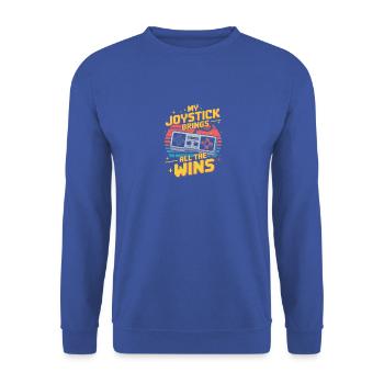 Mein Joystick Bringt Alle Siege Retro - Unisex Pullover - Royalblau - Vorne - Alina (178cm) & Michal (187cm)