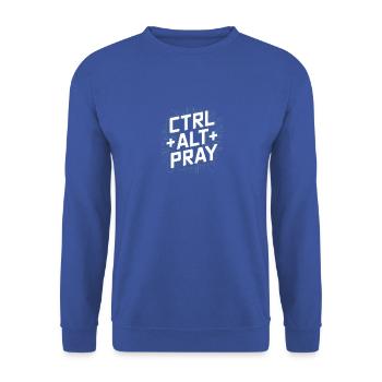 Christian Humor: Ctrl Alt Pray - Unisex Sweatshirt - royal blue - Front - Alina (178cm) & Michal (187cm)