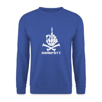 Ruhrpott one Finger - Unisex Pullover - Royalblau - Vorne - Alina (178cm) & Michal (187cm)