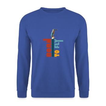 Born to fly, Oiseau Martin-pêcheur - Sweat-shirt Unisexe - bleu royal - Devant - Alina (178cm) & Michal (187cm)
