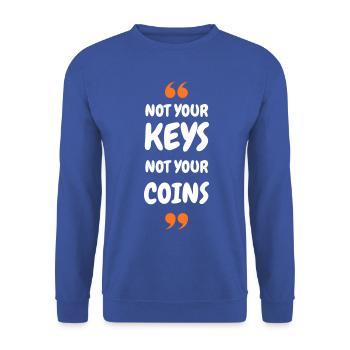 Bitcoin 2025 Security - Not Your Keys Not Your Coi - Unisex Pullover - Royalblau - Vorne - Alina (178cm) & Michal (187cm)
