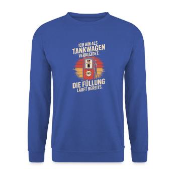 Karneval Als Tankwagen Verkleidet JGA Kostüm Bier - Unisex Pullover - Royalblau - Vorne - Alina (178cm) & Michal (187cm)