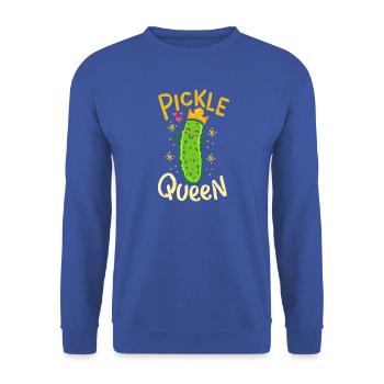 Pickle Queen: Crowned Cucumber - Unisex Sweatshirt - royal blue - Front - Alina (178cm) & Michal (187cm)