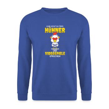 Hühnerflüsterer Huhn Hühnerhalter Hühner - Unisex Pullover - Royalblau - Vorne - Alina (178cm) & Michal (187cm)
