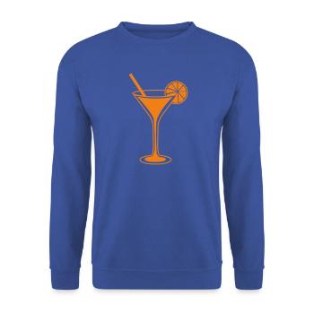 Orangen Cocktailglas Linienkunst - Unisex Pullover - Royalblau - Vorne - Alina (178cm) & Michal (187cm)