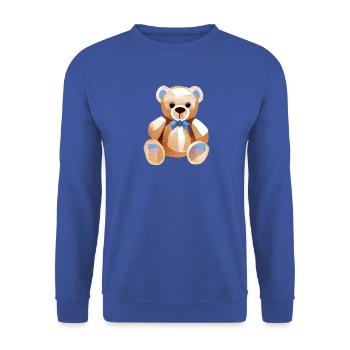 TEDDY BEAR - TEDDYBÄR - KUSCHELBÄR - PLÜSCHBÄR - Unisex Pullover - Royalblau - Vorne - Alina (178cm) & Michal (187cm)