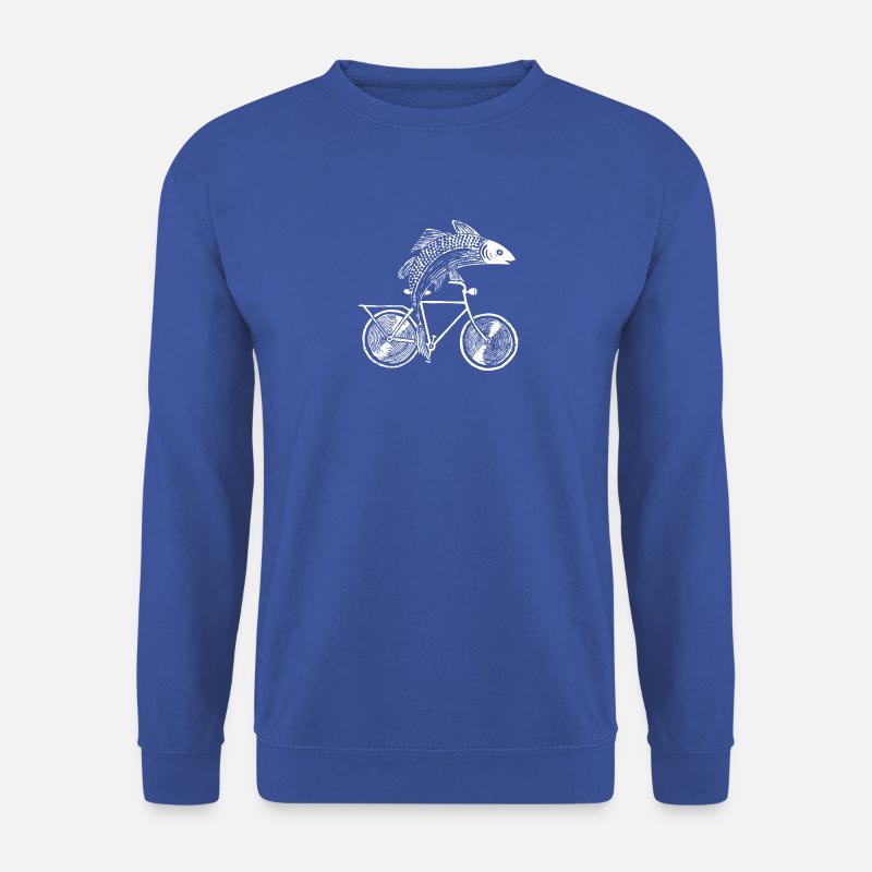 Fisch mit Fahrrad /Motiv in schwarz, weiß und blau - Unisex Pullover - Royalblau