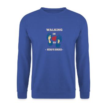 In den Schuhen unseres Helden spazieren gehen - Unisex Pullover - Royalblau - Vorne - Alina (178cm) & Michal (187cm)