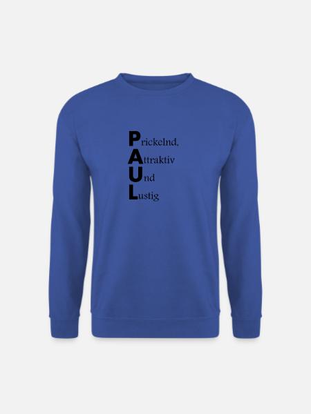 Namensbeschreibung Paul, Geschenkidee, Spruch - Unisex Pullover - Royalblau