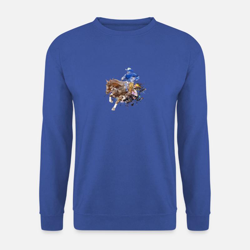 Pferd Pony Reiter Western Reiten Wasserfarben Ross - Unisex Pullover - Royalblau