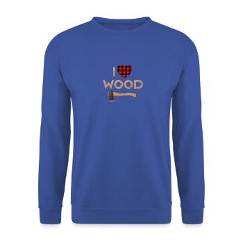 I Love Wood Funny Woodworker Gift Forest Worker - Sweat-shirt Unisexe - bleu royal - Devant - Alina (178cm) & Michal (187cm)