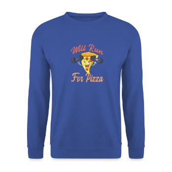 "Will Run For Pizza" - Sweat-shirt Unisexe - bleu royal - Devant - Alina (178cm) & Michal (187cm)