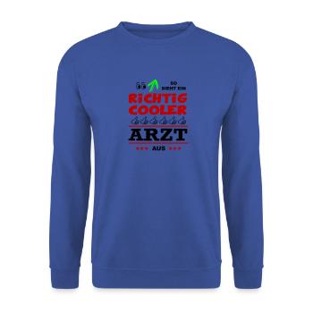 Beruf Arbeit Büro Mann ARZT - Unisex Pullover - Royalblau - Vorne - Alina (178cm) & Michal (187cm)