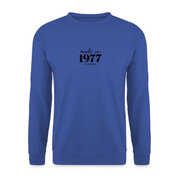 Made 1977 in Florida. Cute Birthday Party - Unisex Pullover - Royalblau - Vorne - Alina (178cm) & Michal (187cm)