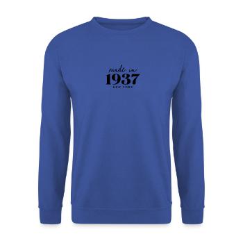 Fabriqué en 1937 à New York. Fête d’anniversaire mignonne - Sweat-shirt Unisexe - bleu royal - Devant - Alina (178cm) & Michal (187cm)
