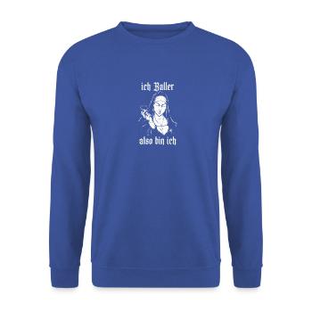 Saufen Ballert Gottlos Nonne Trinkt Wein - Unisex Pullover - Royalblau - Vorne - Alina (178cm) & Michal (187cm)