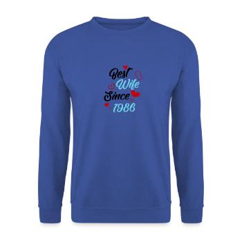 Jubiläum Trauerbeste Ehefrau seit 1986 Hochzeit - Unisex Pullover - Royalblau - Vorne - Alina (178cm) & Michal (187cm)