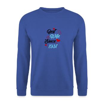 Anniversary Best Wife Since 1931 Wedding - Unisex Sweatshirt - royal blue - Front - Alina (178cm) & Michal (187cm)