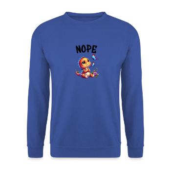 Dinosaur Saying Nope for Boys and Girls - Unisex Sweatshirt - royal blue - Front - Alina (178cm) & Michal (187cm)
