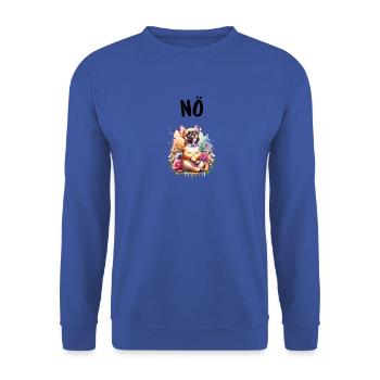 Französische Bulldogge Spruch Nö Hundeliebhaber - Unisex Pullover - Royalblau - Vorne - Alina (178cm) & Michal (187cm)