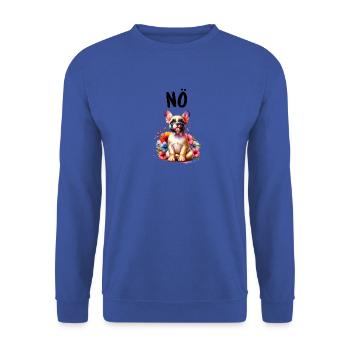Französische Bulldogge Spruch Nö Hundeliebhaber - Unisex Pullover - Royalblau - Vorne - Alina (178cm) & Michal (187cm)