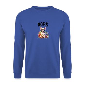 Bouledogue français disant non, amoureux des chiens - Sweat-shirt Unisexe - bleu royal - Devant - Alina (178cm) & Michal (187cm)