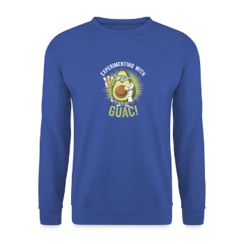 Experimenting With Guac Avocado Wissenschaft - Unisex Pullover - Royalblau - Vorne - Alina (178cm) & Michal (187cm)