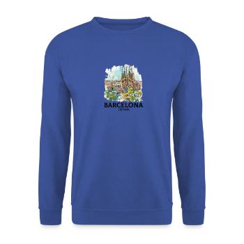 barcelona spain espana - Unisex Pullover - Royalblau - Vorne - Alina (178cm) & Michal (187cm)