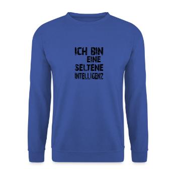 KI Spruch Ich bin eine seltene Intelligenz - Unisex Pullover - Royalblau - Vorne - Alina (178cm) & Michal (187cm)